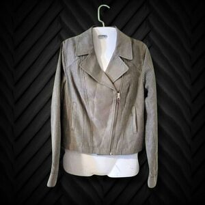 Hei Hei | Anthro | Gray Faux Suede Perforated Moto-Style Jacket (SIZE S)